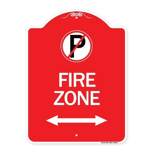 Signmission No Parking and Arrow Pointing Left and Right, Red & White Aluminum Sign, 18" x 24", RW-1824-24656 A-DES-RW-1824-24656 - main